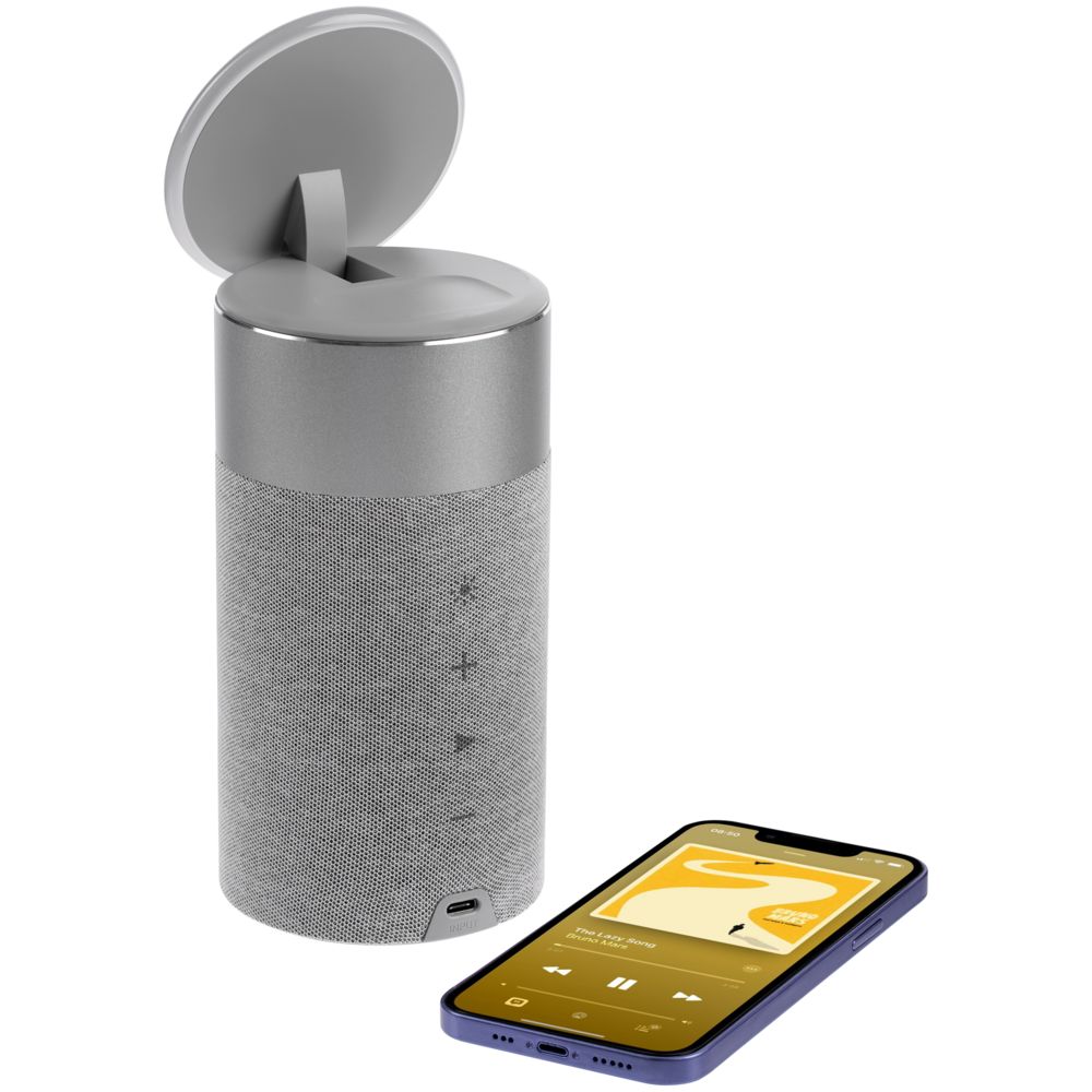 Колонка c беспроводной зарядкой и подсветкой Charge House, серая — изображение 11