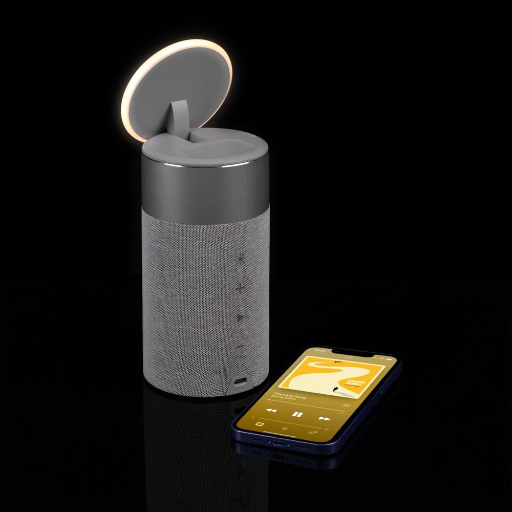 Колонка c беспроводной зарядкой и подсветкой Charge House, серая — изображение 17