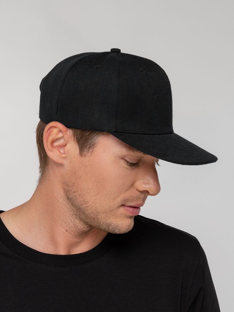 Бейсболка Snapback с прямым козырьком, черная — изображение 5