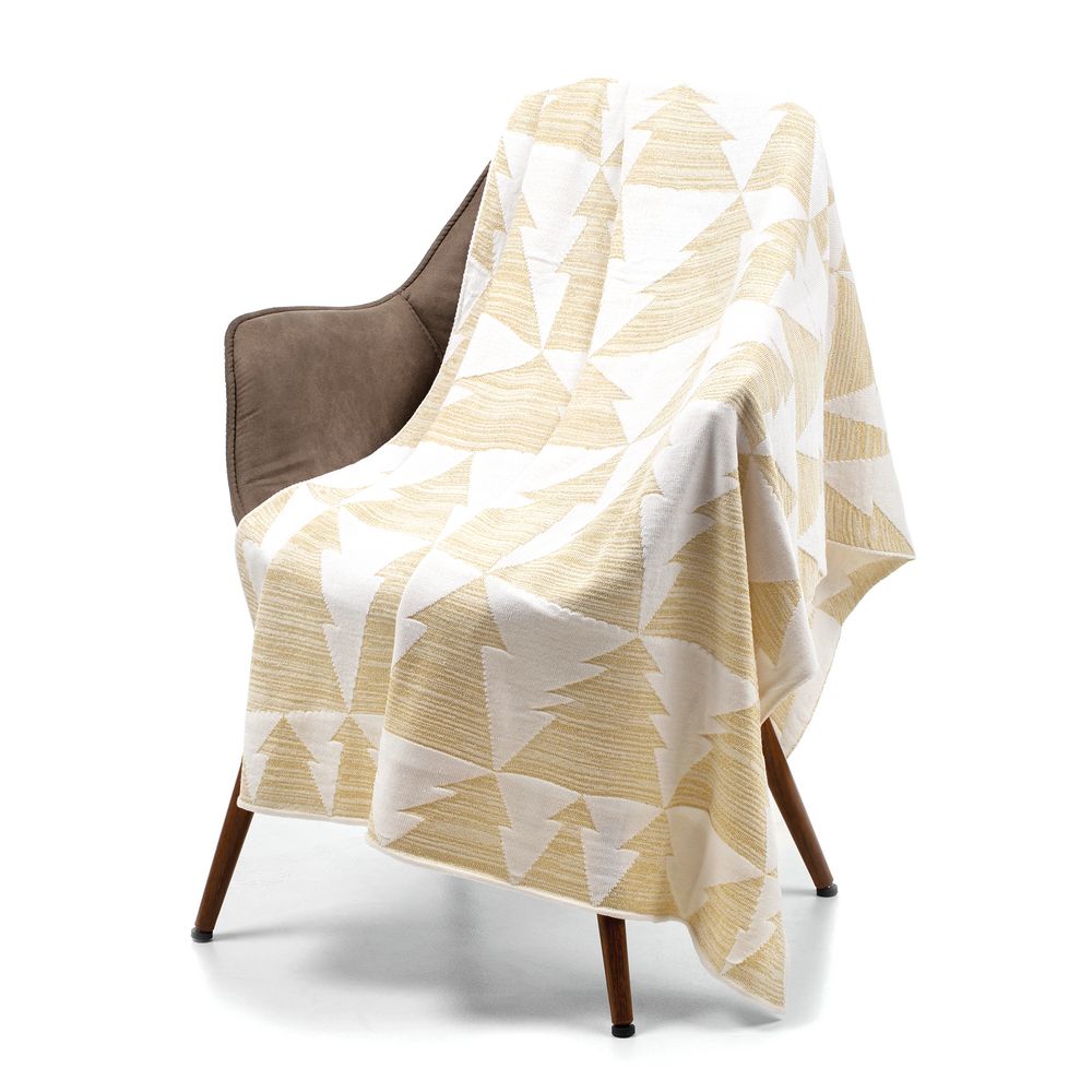 Плед «Танцующий лес», белый с золотистым — изображение 3