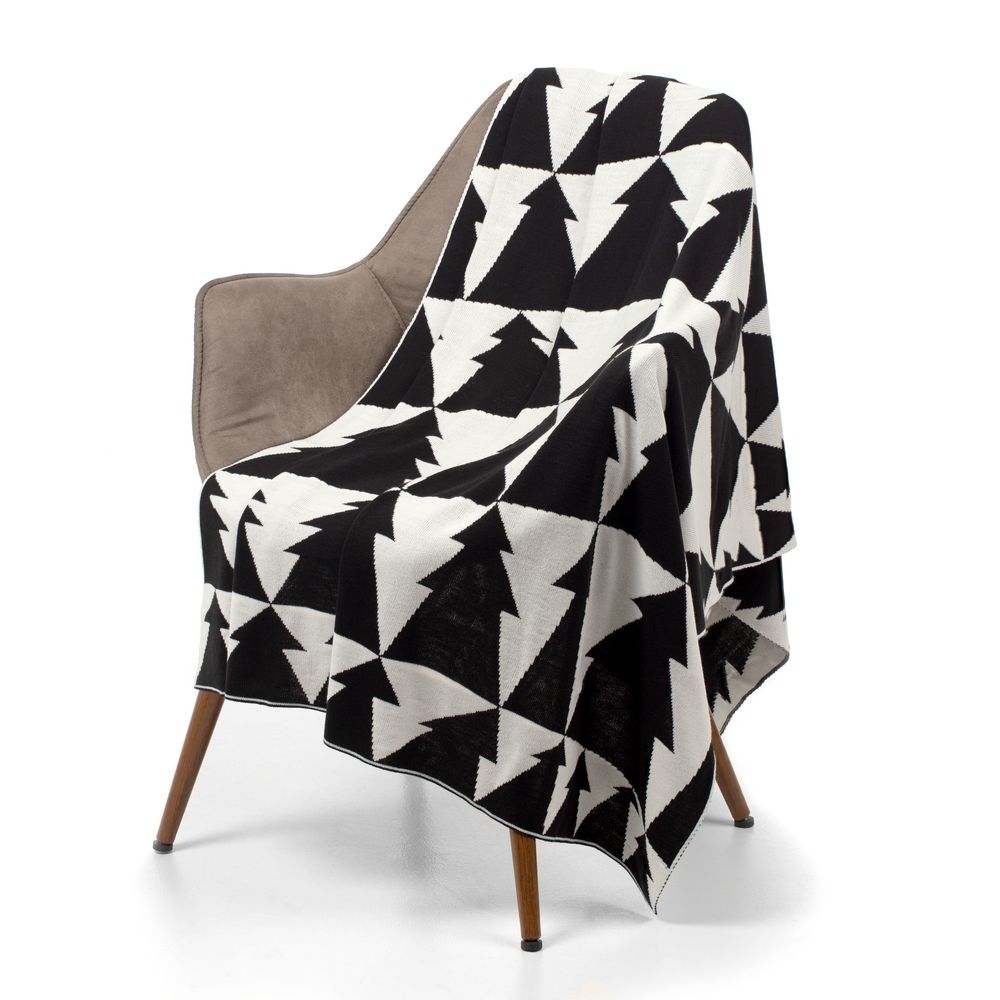 Плед «Танцующий лес», белый с черным — изображение 3