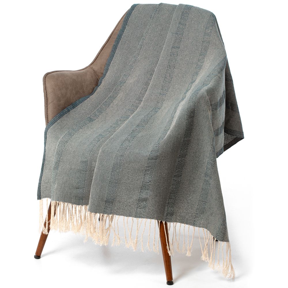 Плед «Сенеж», серо-синий — изображение 3