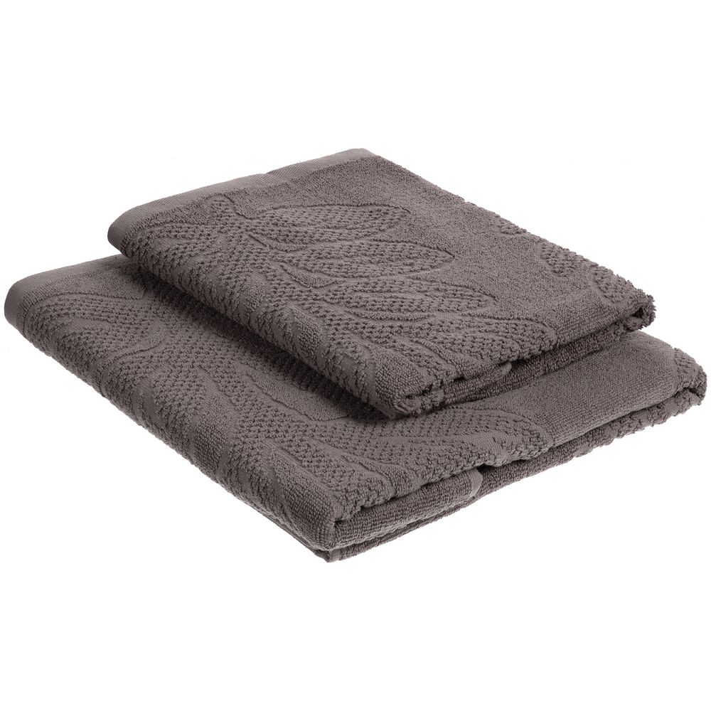 Полотенце махровое «Флора», большое, коричневое (шитаки) — изображение 5