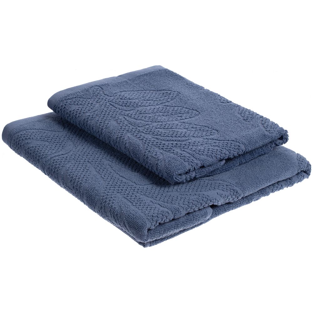 Полотенце махровое «Флора», среднее, синее — изображение 5