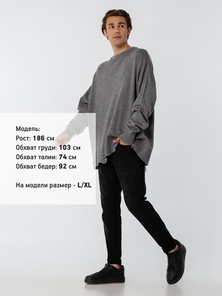 Джемпер оверсайз унисекс Grunge в сумке, серый — изображение 15