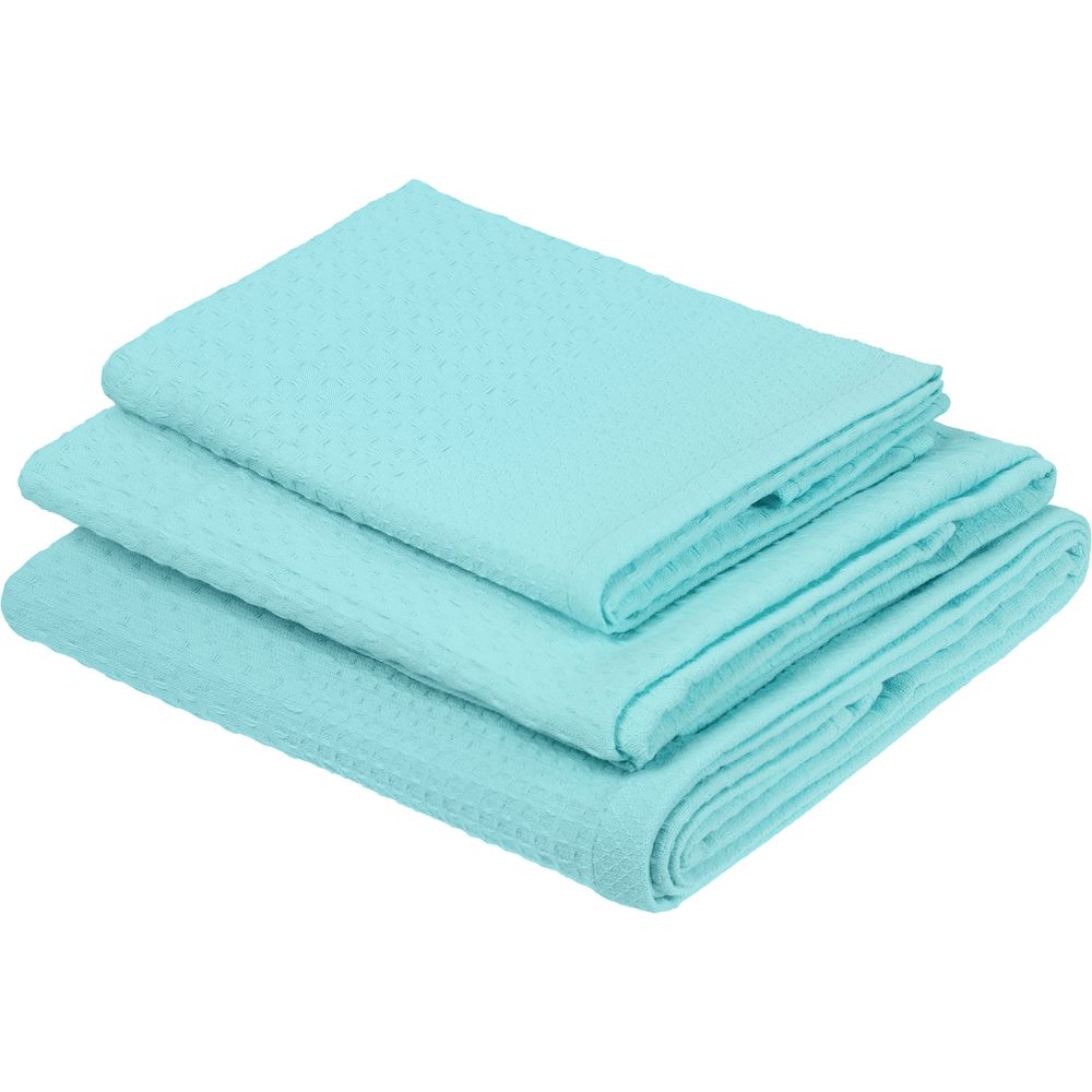 Полотенце вафельное «Деметра», среднее, голубое (голубая мята) — изображение 5