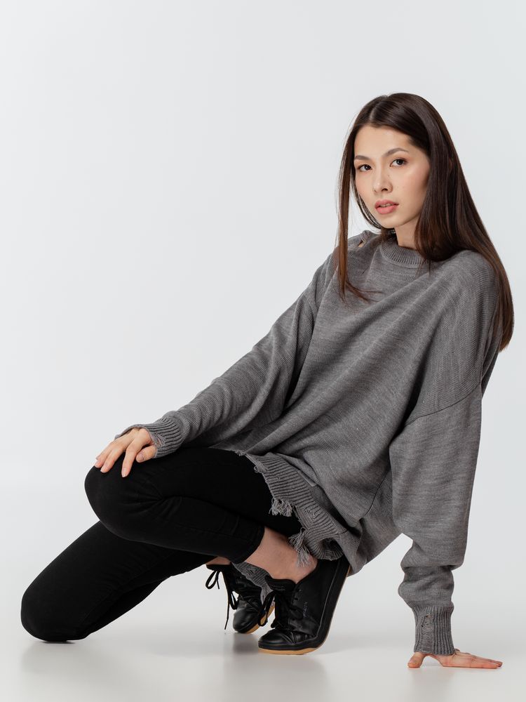 Джемпер оверсайз унисекс Grunge в сумке, серый — изображение 17