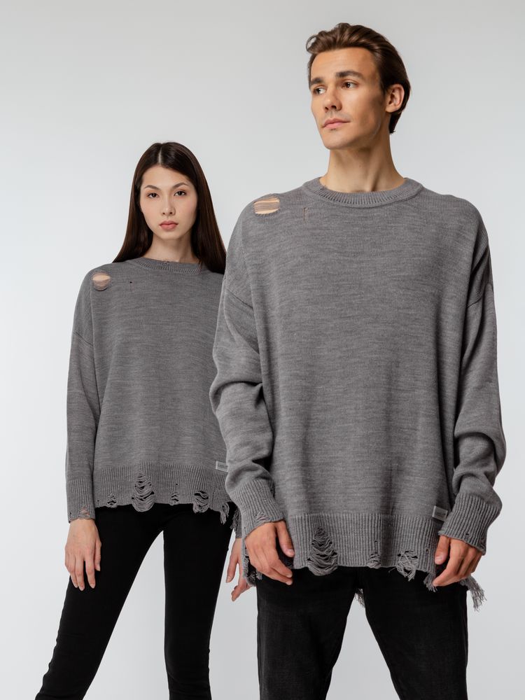 Джемпер оверсайз унисекс Grunge в сумке, серый — изображение 18