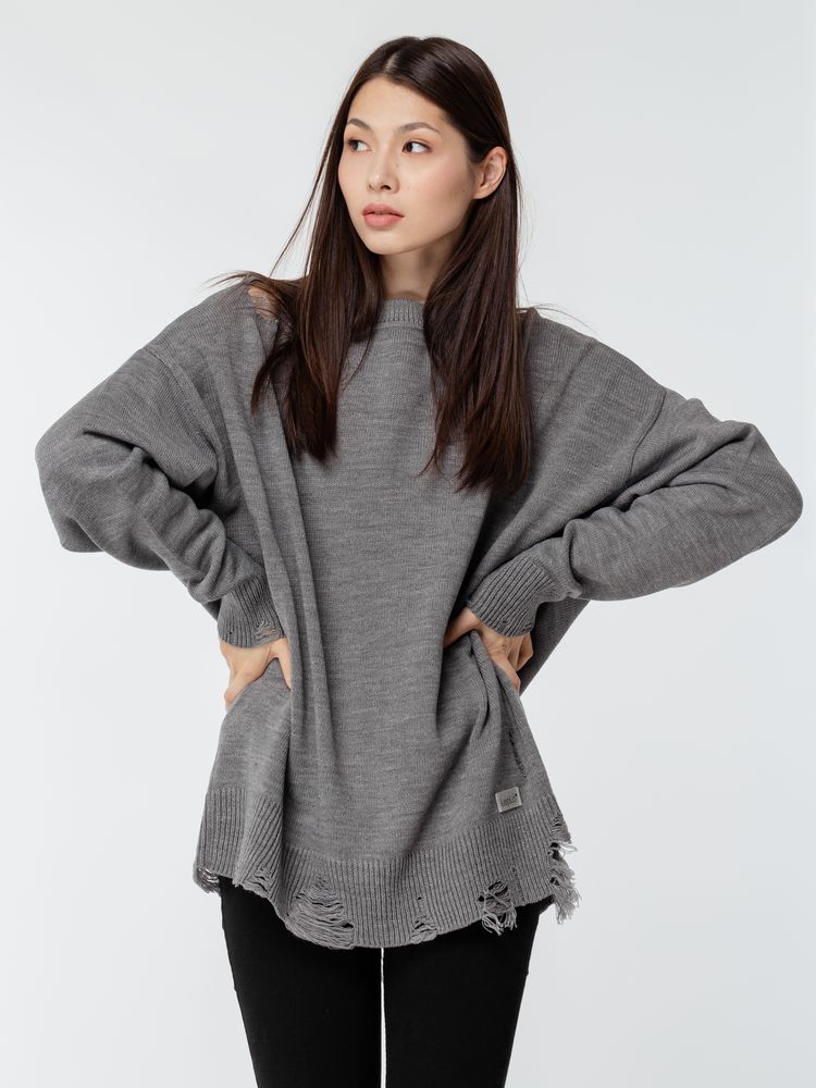 Джемпер оверсайз унисекс Grunge в сумке, серый — изображение 13