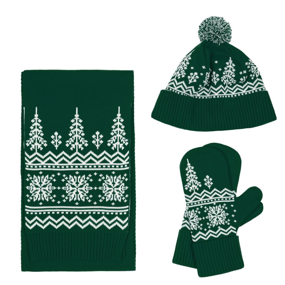 Варежки Elnik, зеленые с молочно-белым — изображение 4