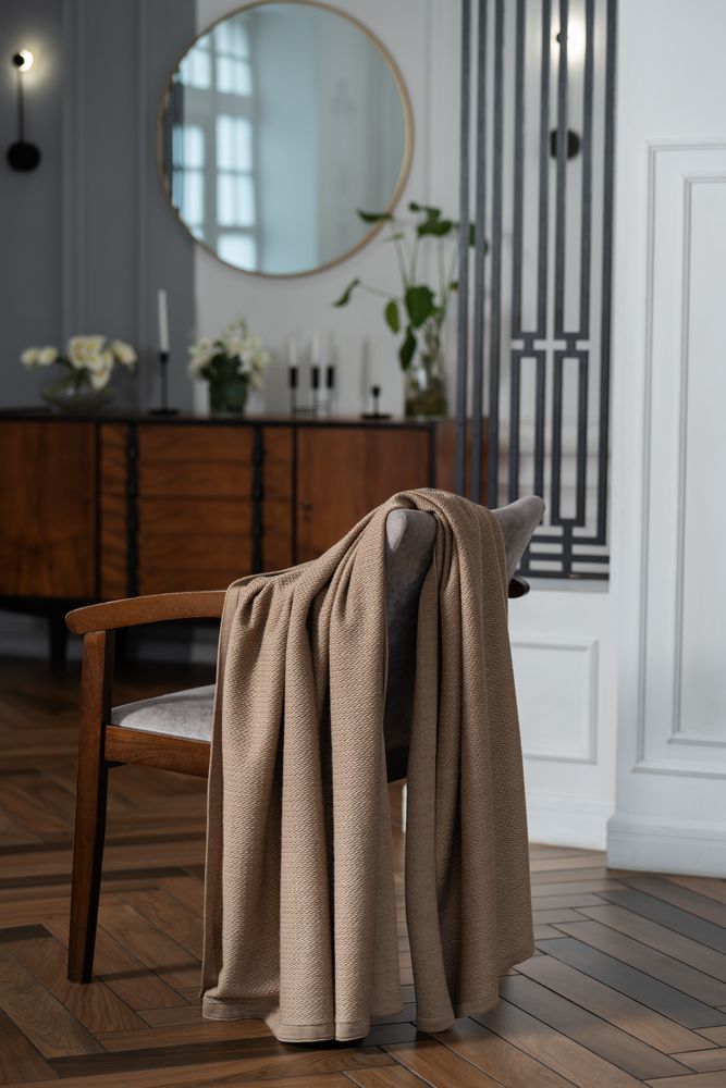 Плед Ornato, бежевый (миндальный меланж) — изображение 7