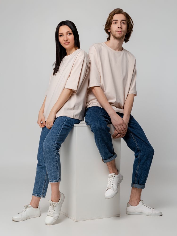 Футболка унисекс оверсайз Street Vibes, бежевая — изображение 13