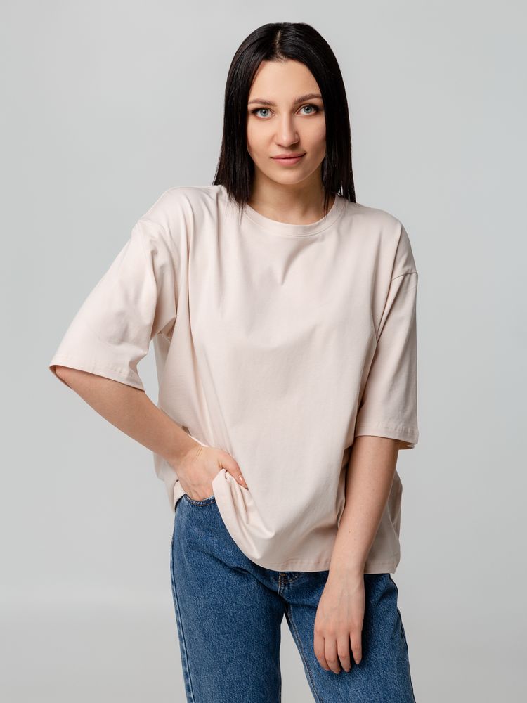 Футболка унисекс оверсайз Street Vibes, бежевая — изображение 9