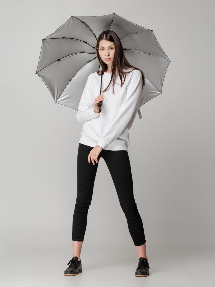 Зонт наоборот складной Stardome, черный с серебристым — изображение 7