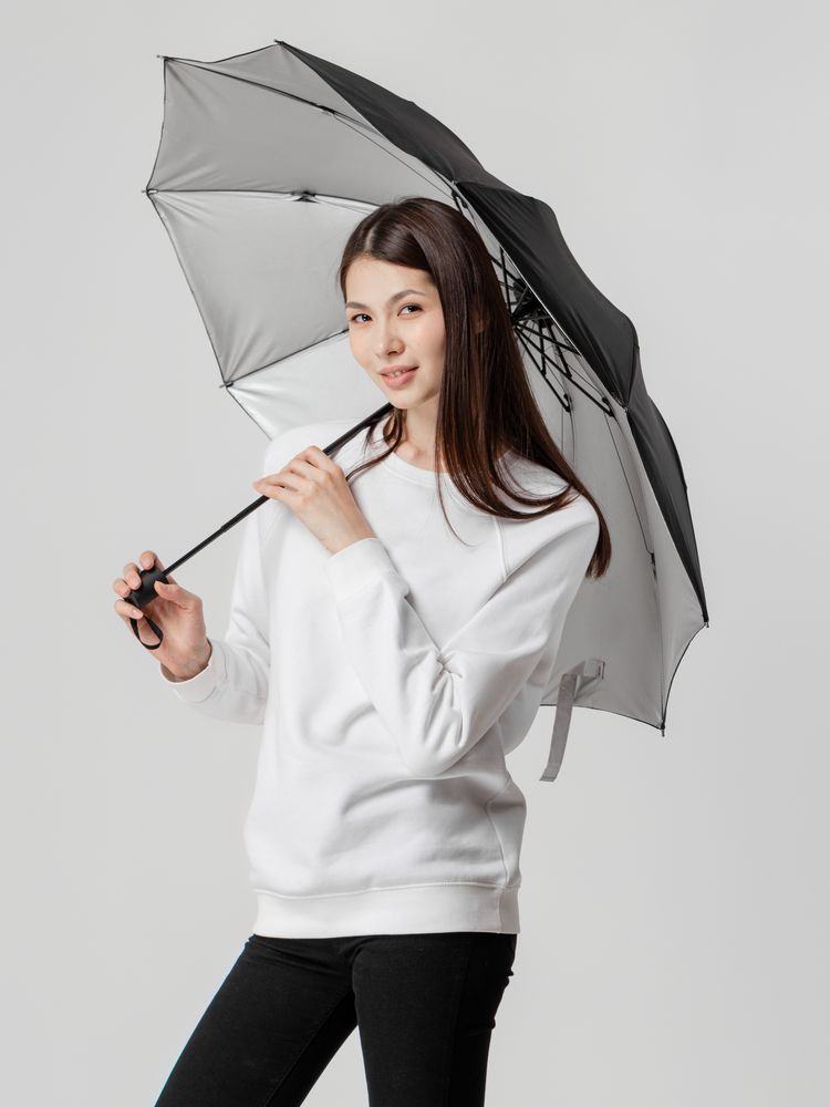 Зонт наоборот складной Stardome, черный с серебристым — изображение 8