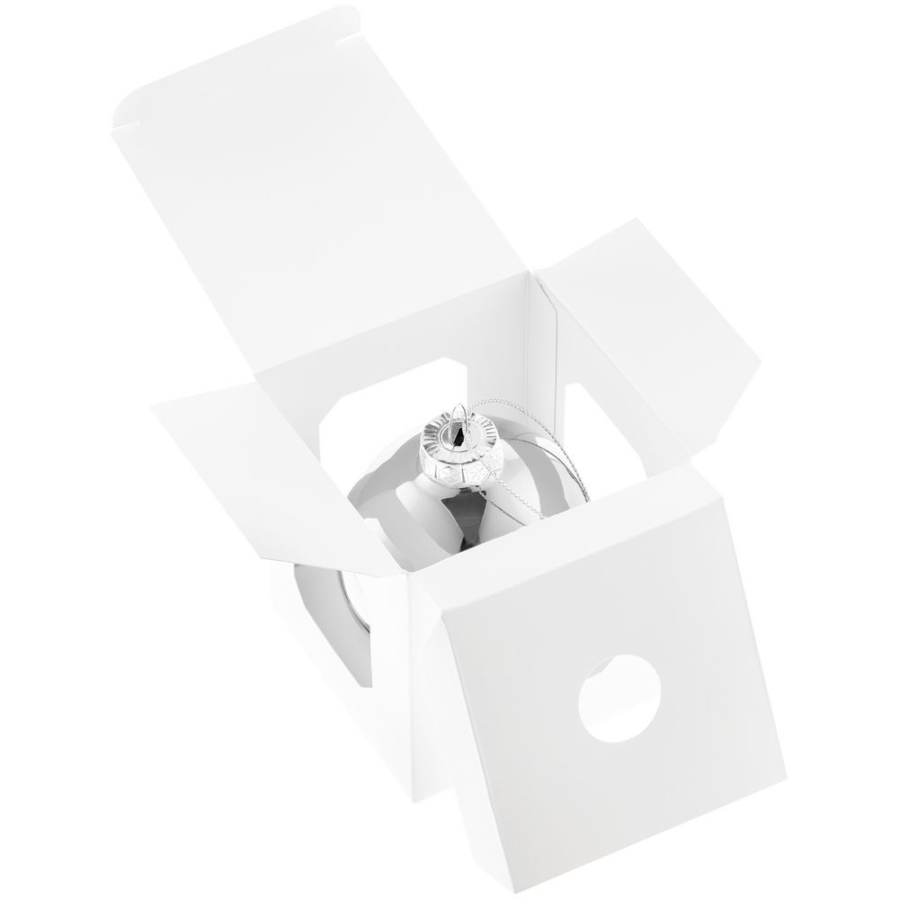 Елочный шар Finery Gloss, 8 см, глянцевый серебристый — изображение 5