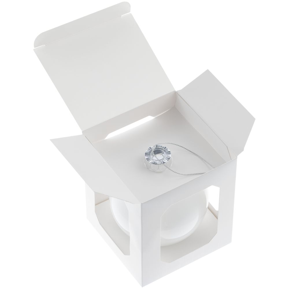 Елочный шар Finery Gloss, 10 см, глянцевый белый — изображение 5