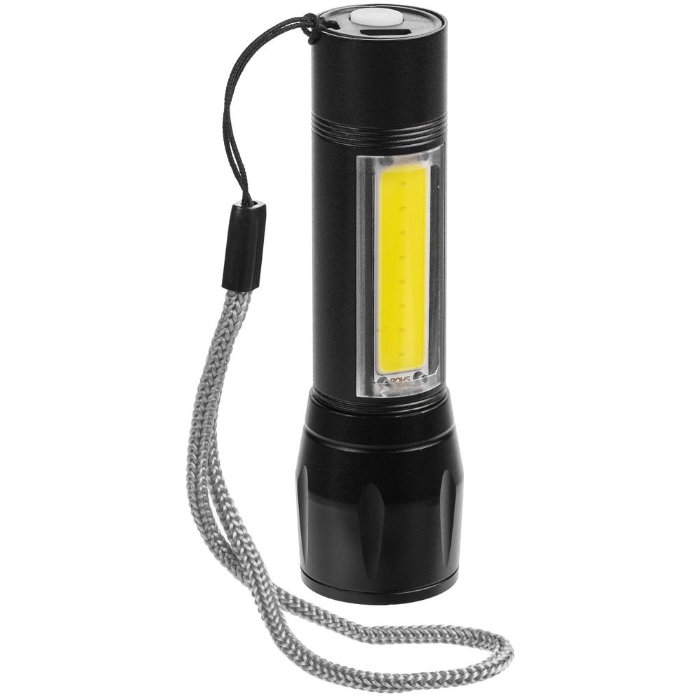 Фонарик аккумуляторный с фокусировкой луча Kirk, черный — изображение 3