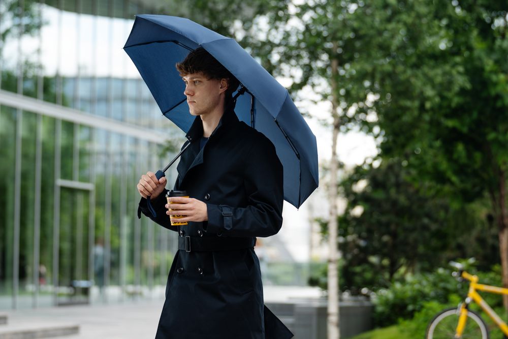 Зонт складной Ribbo, темно-синий — изображение 9