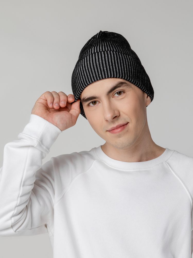 Шапка Nobilis, черная с серым меланжем — изображение 7