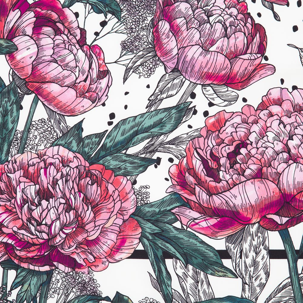 Платок шелковый Delicate, пионы — изображение 3