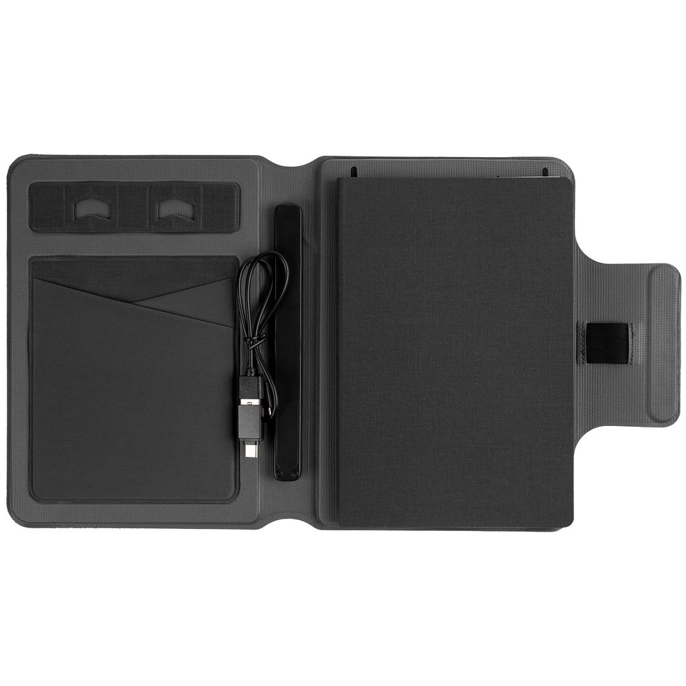 Органайзер с блокнотом и аккумулятором Oiro, черный — изображение 7