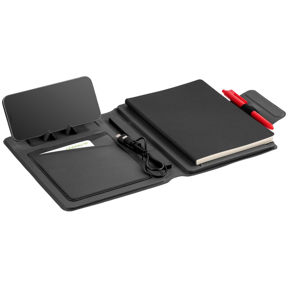 Органайзер с блокнотом и аккумулятором Oiro, черный — изображение 4