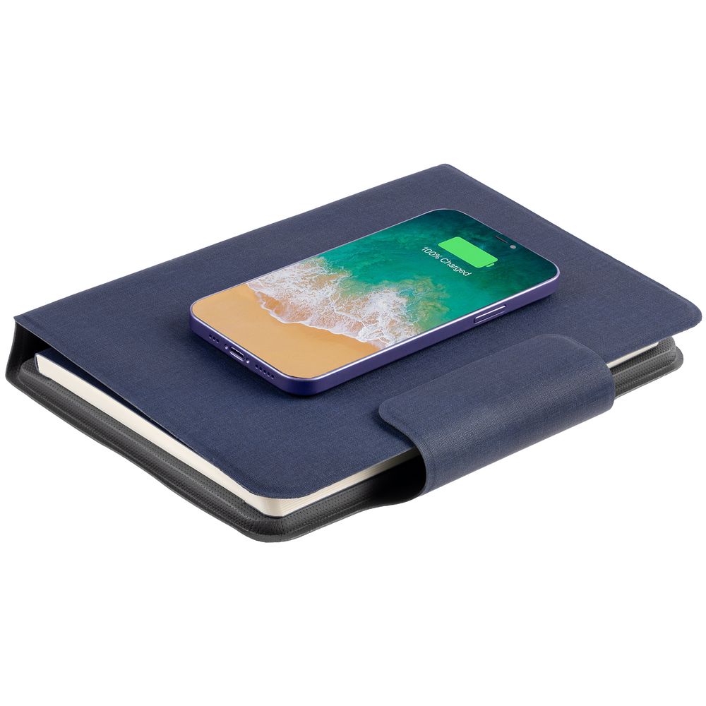 Органайзер с блокнотом и аккумулятором Oiro, синий — изображение 10