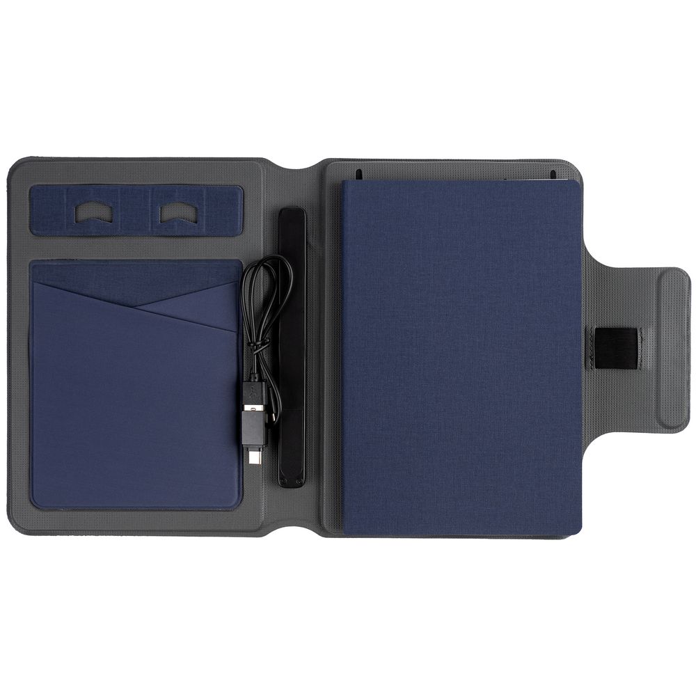 Органайзер с блокнотом и аккумулятором Oiro, синий — изображение 5