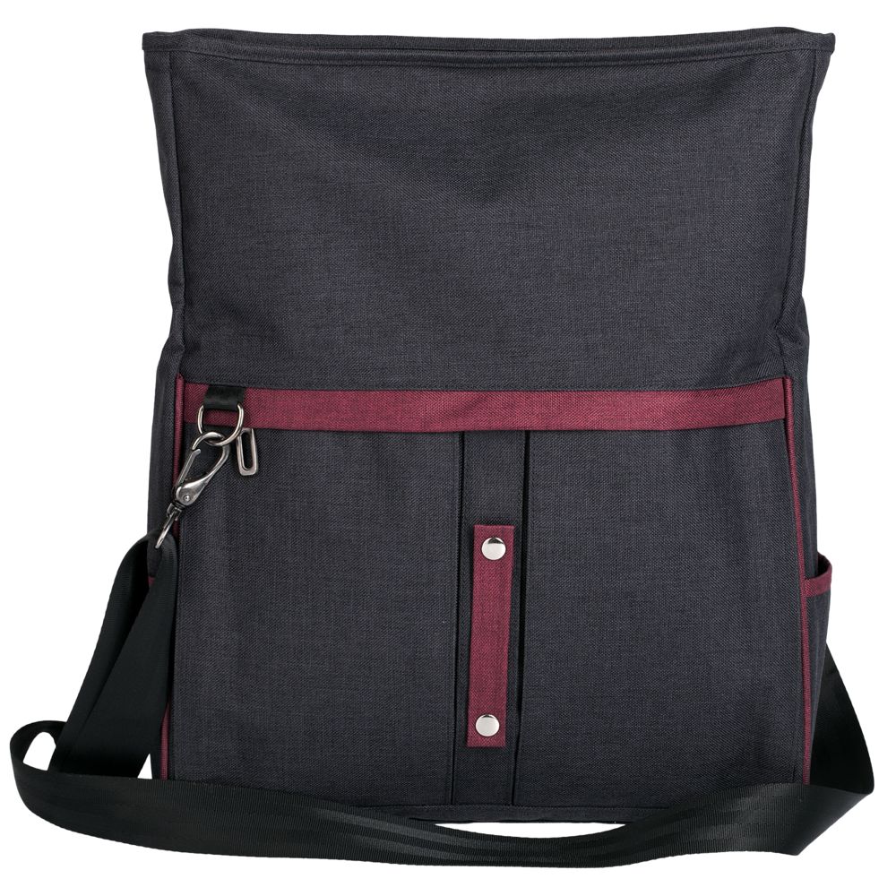 Сумка для ноутбука 2 в 1 twoFold, серая с бордовым — изображение 7