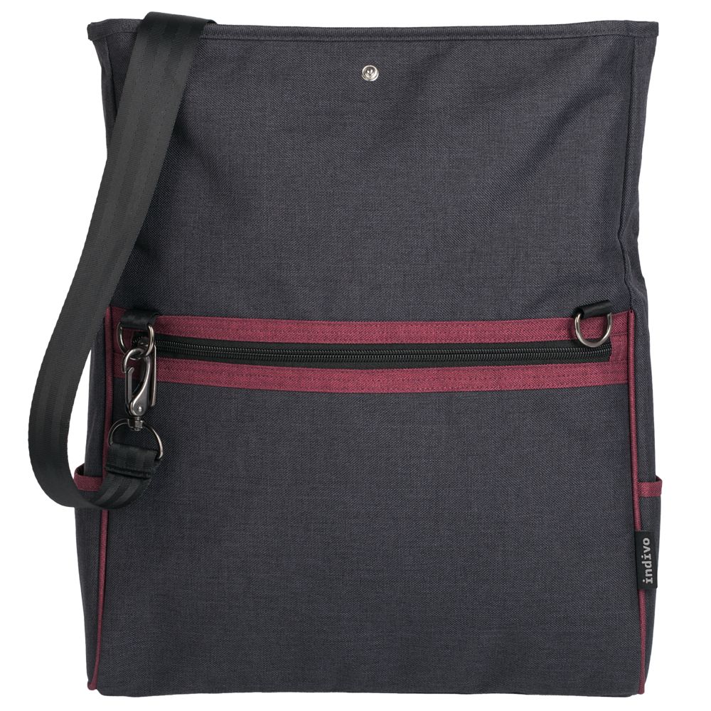 Сумка для ноутбука 2 в 1 twoFold, серая с бордовым — изображение 8