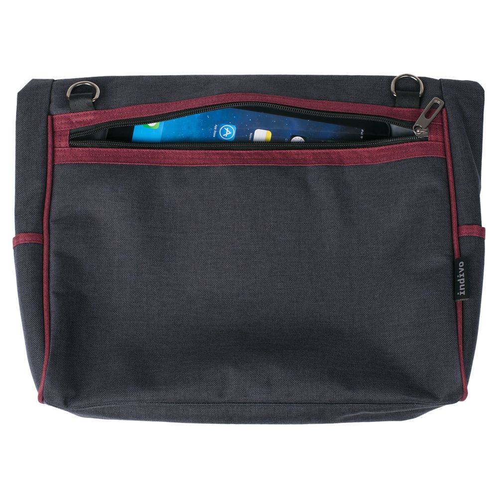 Сумка для ноутбука 2 в 1 twoFold, серая с бордовым — изображение 10