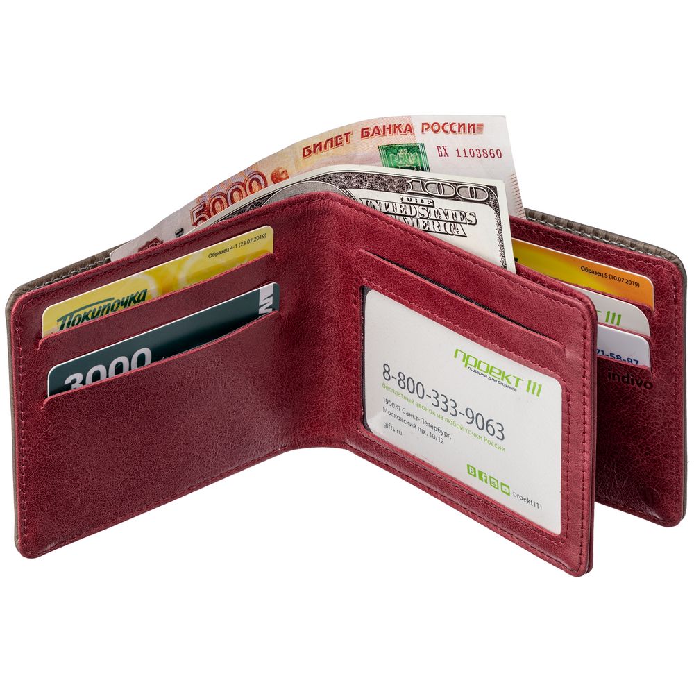 Портмоне inCase, серое с бордовым — изображение 4