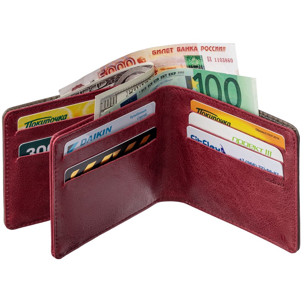 Портмоне inCase, серое с бордовым — изображение 3