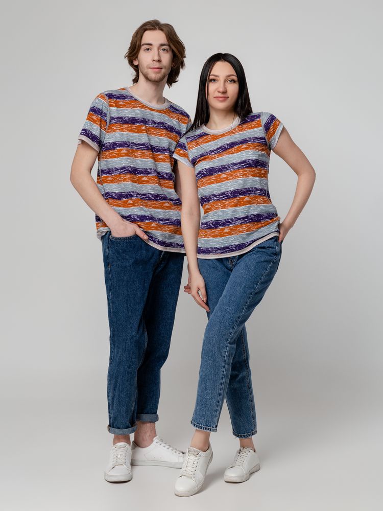 Футболка мужская Rayet двусторонняя, оранжевая с фиолетовым — изображение 12