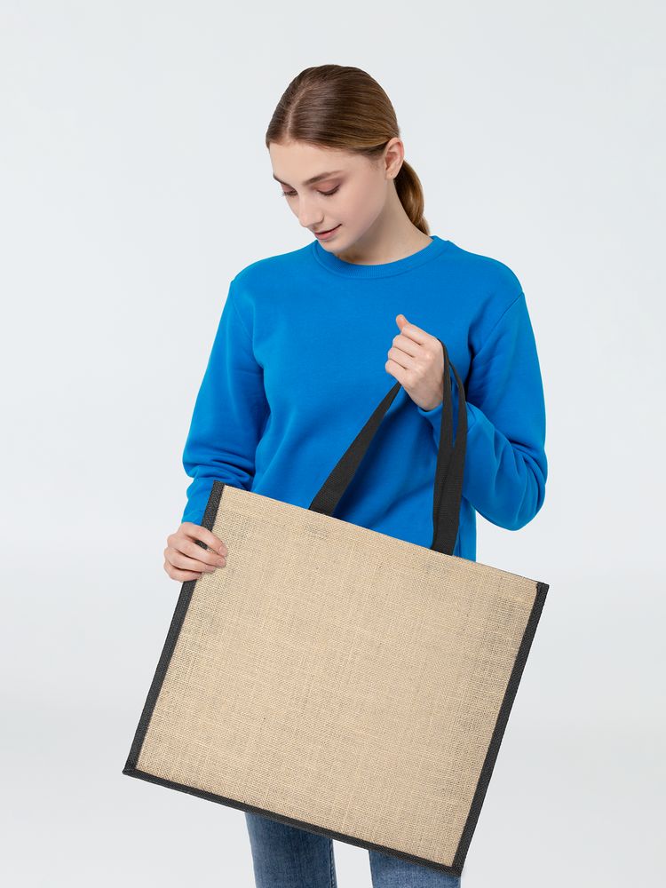 Холщовая сумка для покупок Bagari с черной отделкой — изображение 7