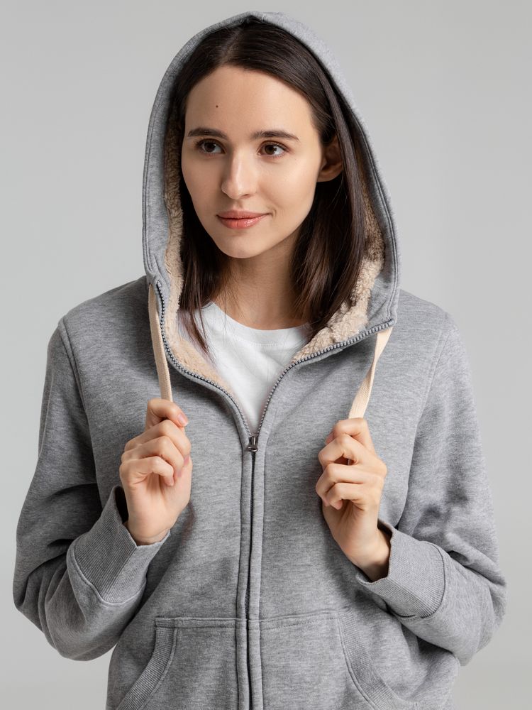 Толстовка унисекс на молнии Sherpa 280, серый меланж — изображение 9