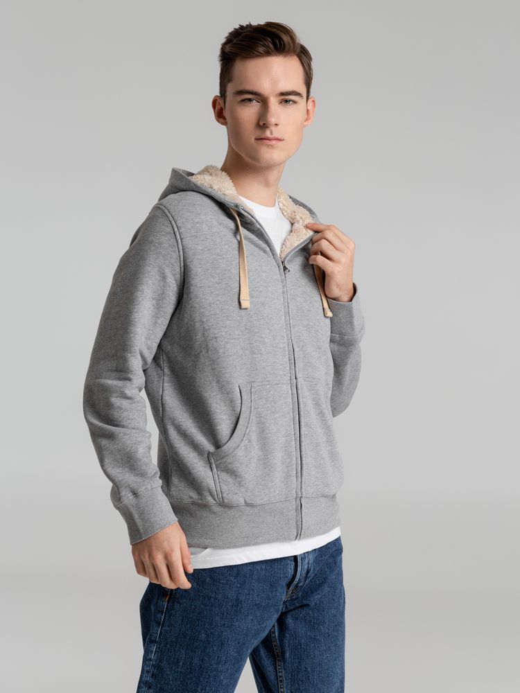 Толстовка унисекс на молнии Sherpa 280, серый меланж — изображение 10