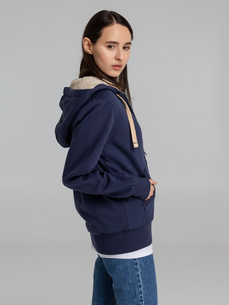 Толстовка унисекс на молнии Sherpa 280, темно-синяя — изображение 9