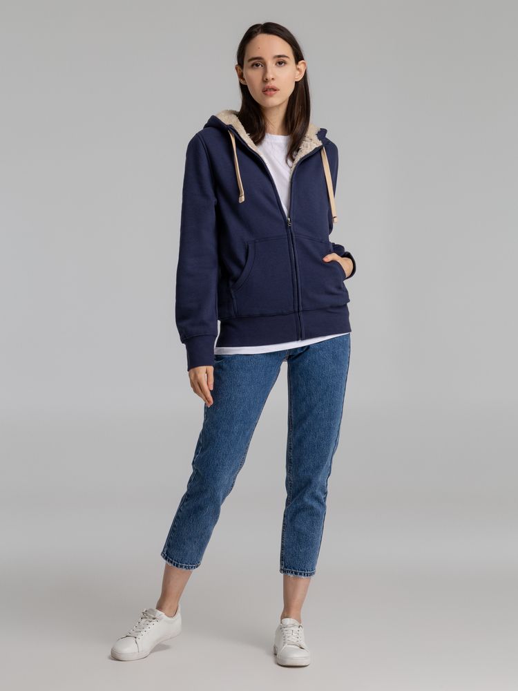 Толстовка унисекс на молнии Sherpa 280, темно-синяя — изображение 12