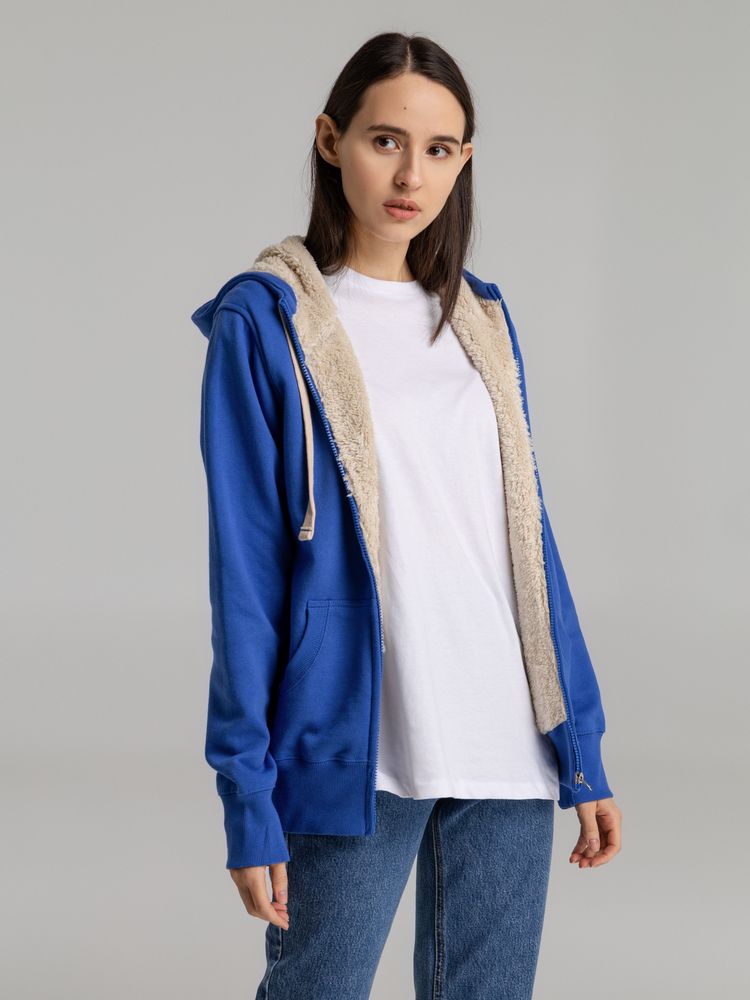 Толстовка унисекс на молнии Sherpa 280, ярко-синяя — изображение 10