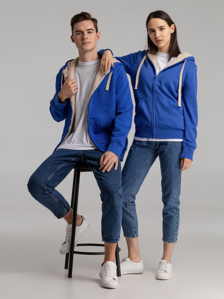 Толстовка унисекс на молнии Sherpa 280, ярко-синяя — изображение 14