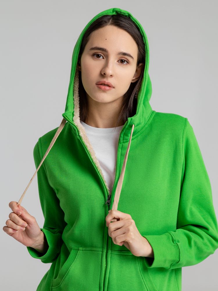 Толстовка унисекс на молнии Sherpa 280, ярко-зеленая — изображение 9