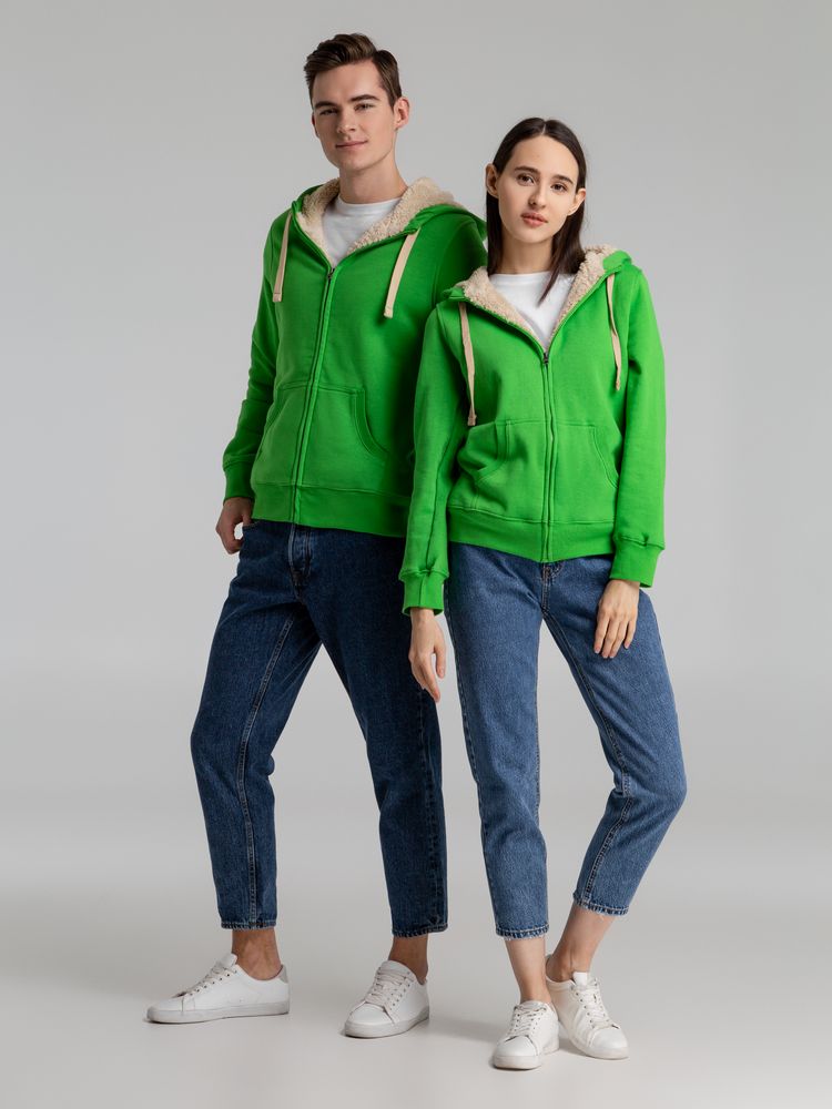 Толстовка унисекс на молнии Sherpa 280, ярко-зеленая — изображение 14