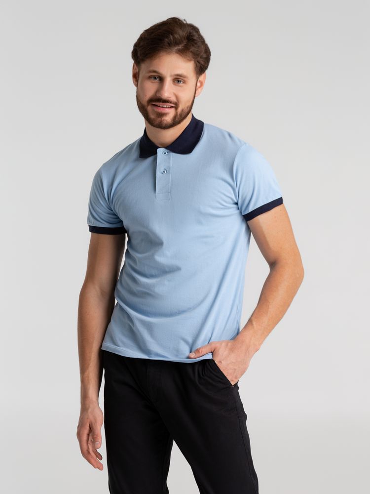 Рубашка поло Prince 190, голубая с темно-синим — изображение 5