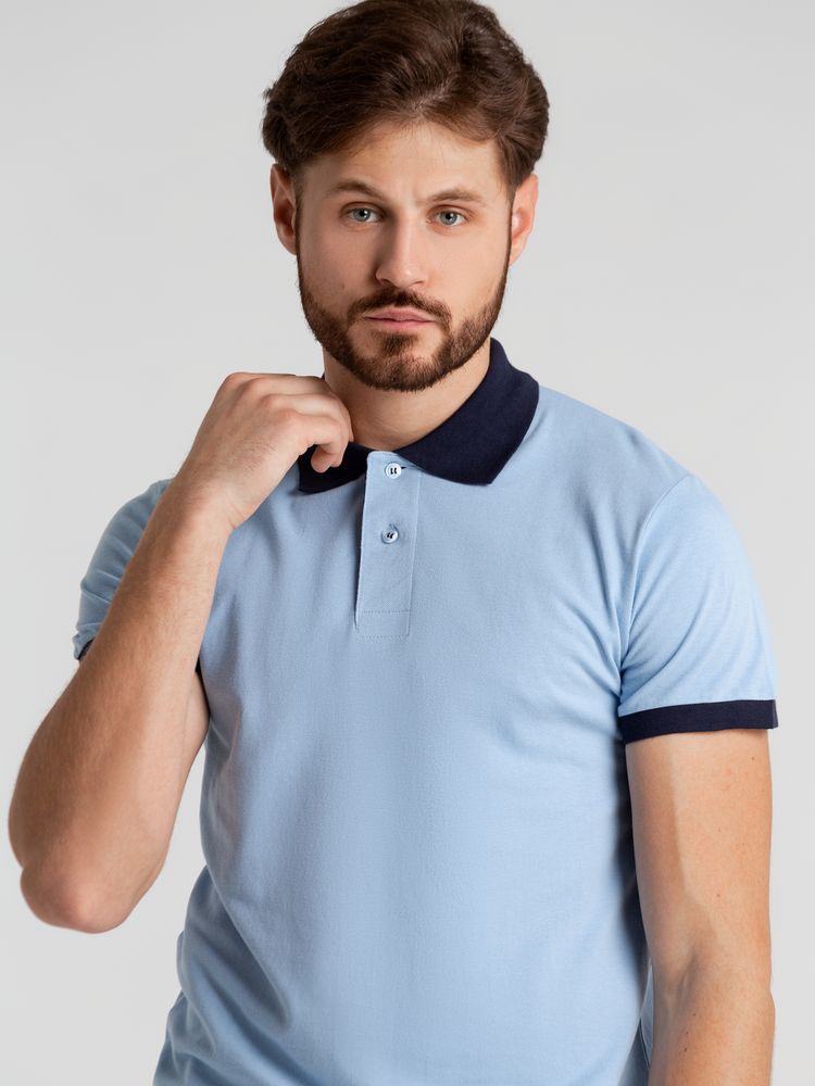 Рубашка поло Prince 190, голубая с темно-синим — изображение 6
