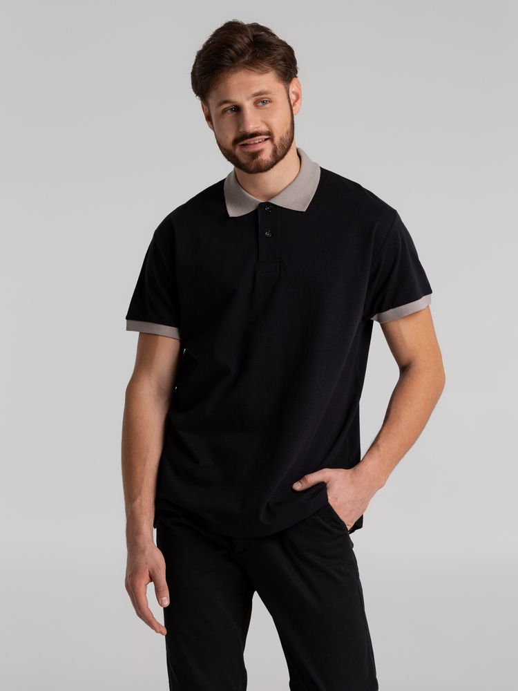 Рубашка поло Prince 190, черная с серым — изображение 5