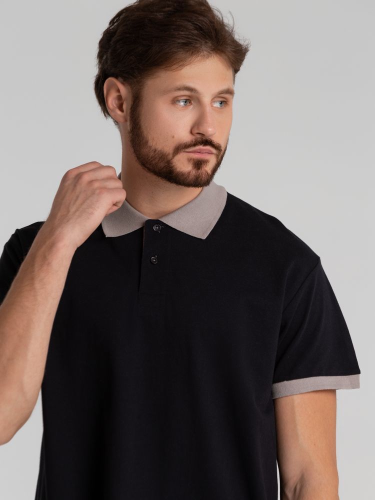 Рубашка поло Prince 190, черная с серым — изображение 6