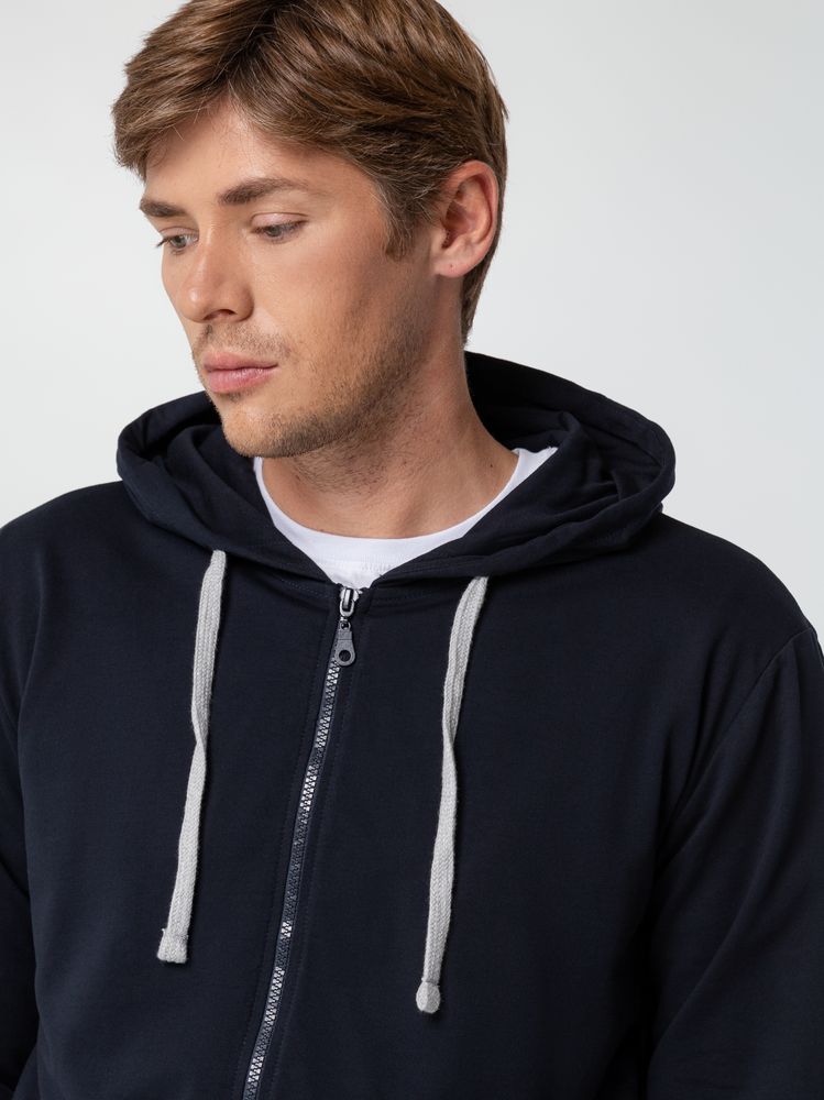 Толстовка на молнии с капюшоном Unit Siverga, темно-синяя — изображение 8