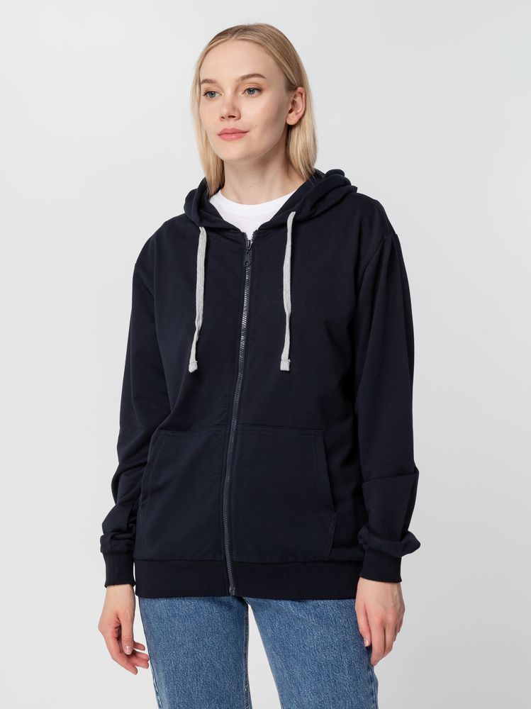 Толстовка на молнии с капюшоном Unit Siverga, темно-синяя — изображение 10